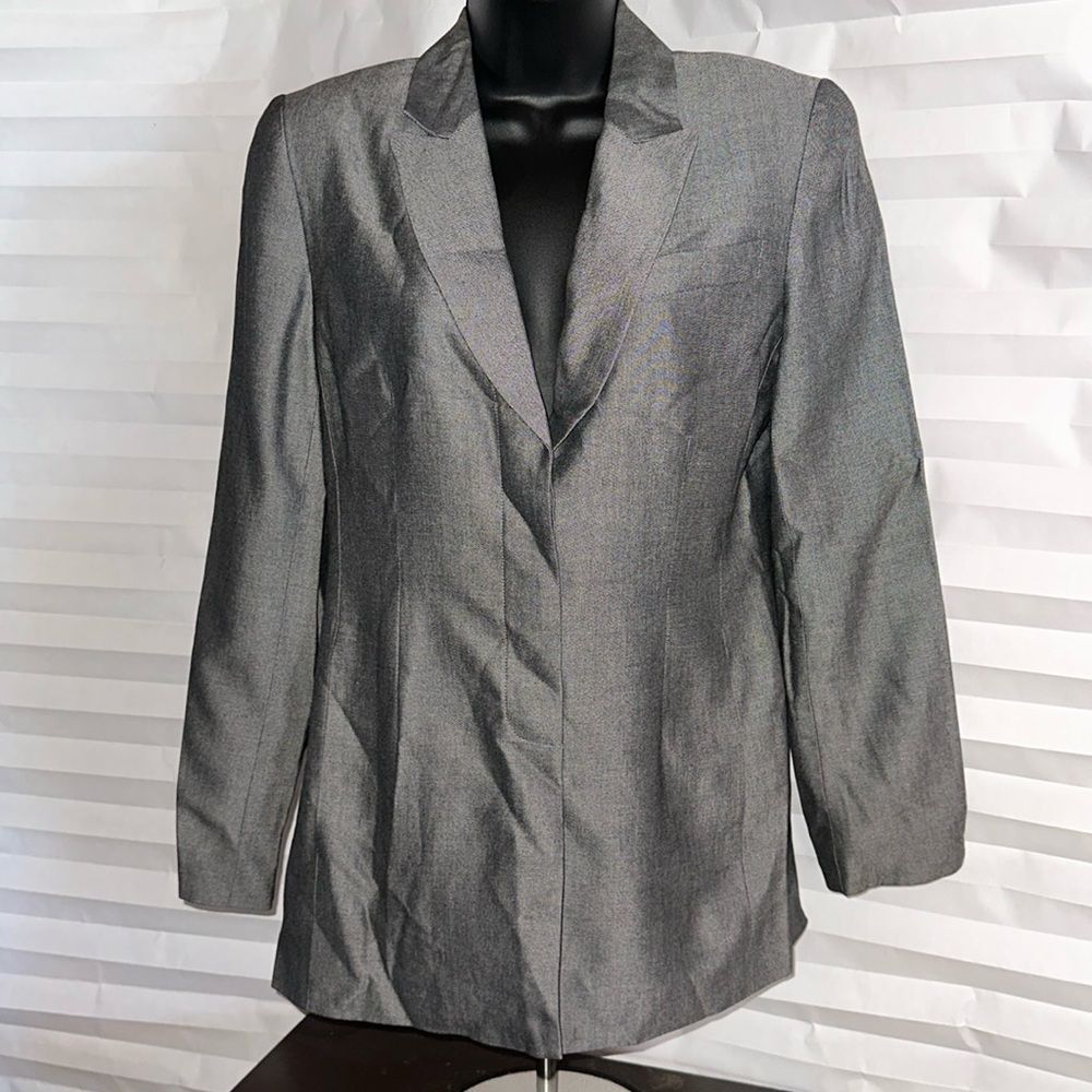 Casual Corner Women’s Gray Blazer Size 4 Button Front Placket Jacket